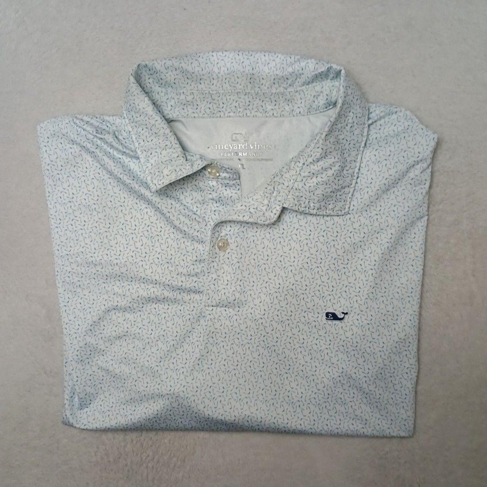 Vineyard Vines Polo Shirt Mens XL Light Blue Golf Performance Micro Putters Tech